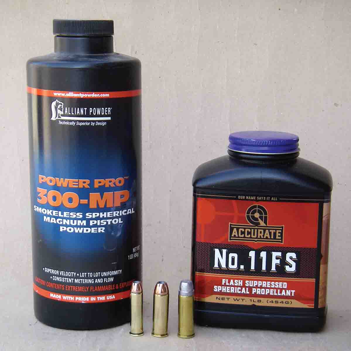 Alliant Power Pro 300-MP and Accurate No. 11FS are excellent powders for .357 and .44 Magnum and +P-style .45 Colt loads with either jacketed or cast bullets.